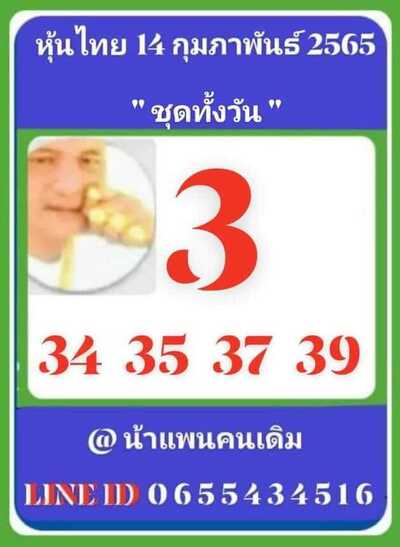 หวยหุ้นวันนี้ 14/2/65ชุดที่15