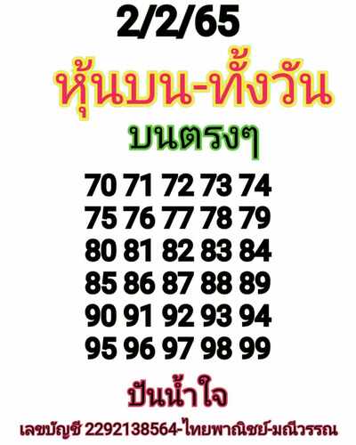 หวยหุ้นวันนี้ 2/2/65ชุดที่2