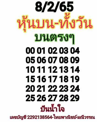 หวยหุ้นวันนี้ 8/2/65ชุดที่2