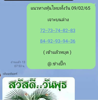 หวยหุ้นวันนี้ 9/2/65ชุดที่3