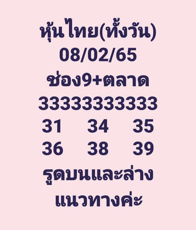 หวยหุ้นวันนี้ 8/2/65ชุดที่5