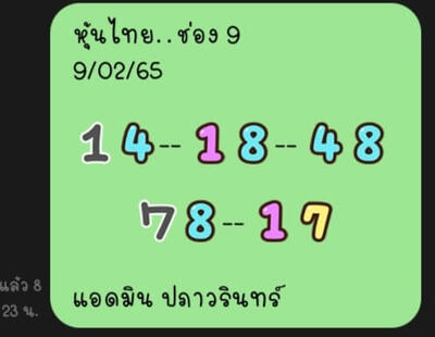 หวยหุ้นวันนี้ 9/2/65ชุดที่5