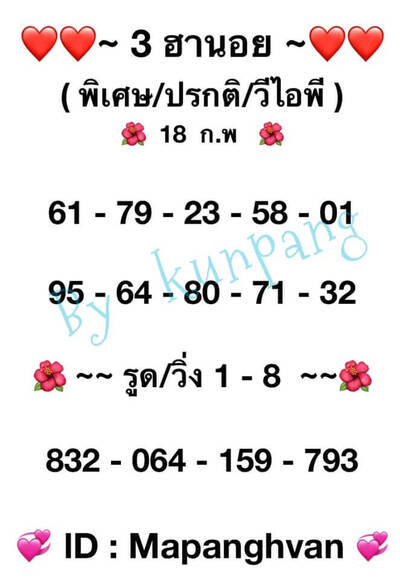 หวยฮานอยวันนี้ 18/2/65ชุดที่1