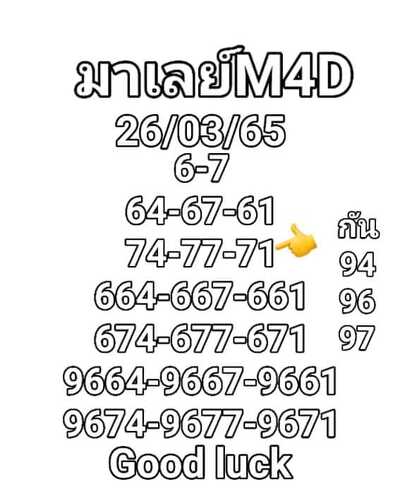 หวยมาเลย์วันนี้26/3/65ชุดที่10