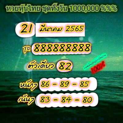 หวยหุ้นวันนี้ 21/3/65ชุดที่1