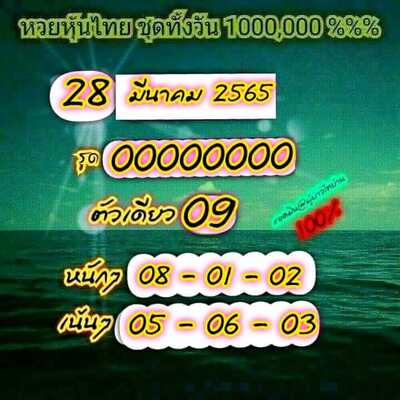 หวยหุ้นวันนี้ 28/3/65ชุดที่1