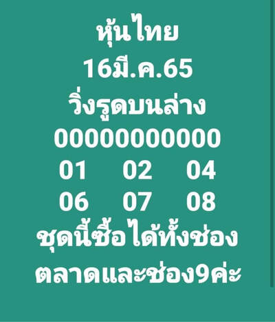 หวยหุ้นวันนี้ 16/3/65ชุดที่11