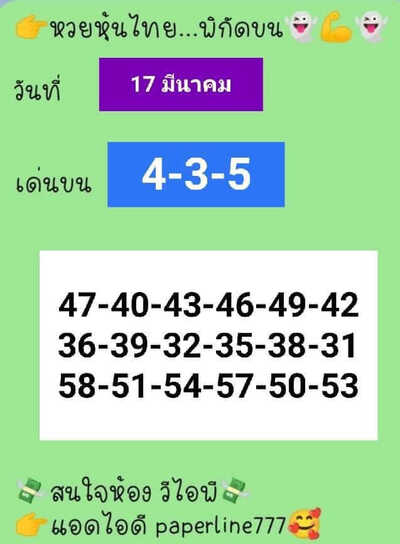 หวยหุ้นวันนี้ 17/3/65ชุดที่5