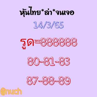 หวยหุ้นวันนี้ 14/3/65ชุดที่8