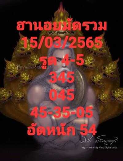 หวยฮานอยวันนี้15/3/65 ชุดที่12