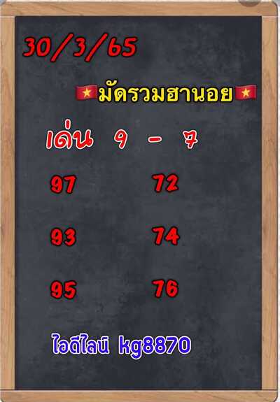 หวยฮานอยวันนี้ 30/3/65ชุดที่12