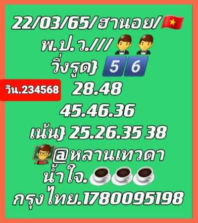 หวยฮานอยวันนี้ 22/3/65ชุดที่6