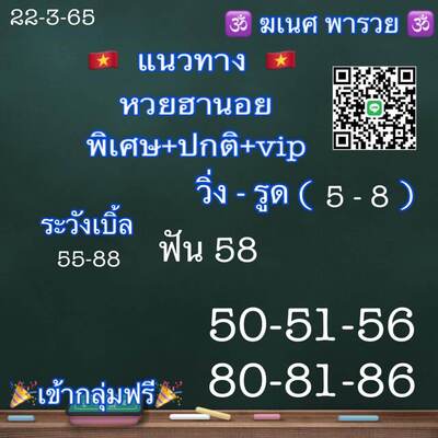 หวยฮานอยวันนี้ 22/3/65ชุดที่7