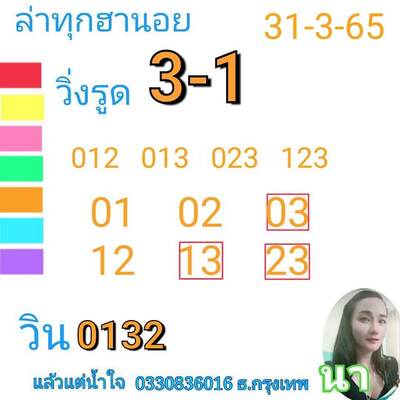 หวยฮานอยวันนี้ 31/3/65ชุดที่9