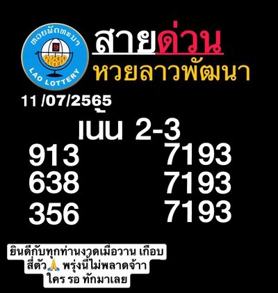 หวยลาววันนี้ 11/7/65ชุดที่6