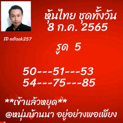 หวยหุ้นวันนี้ 8/7/65ชุดที่2