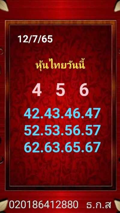 หวยหุ้นวันนี้ 12/7/65ชุดที่3