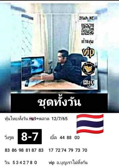 หวยหุ้นวันนี้ 12/7/65ชุดที่7