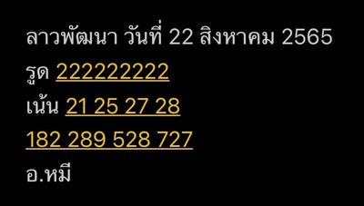 หวยลาววันนี้22/8/65ชุดที่1