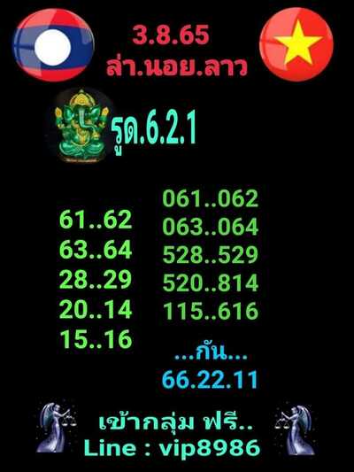 หวยลาววันนี้3/8/65ชุดที่3