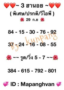 หวยฮานอยวันนี้ 29/9/65ชุด9