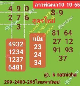 หวยลาววันนี้ 10/10/65 ชุดที่3