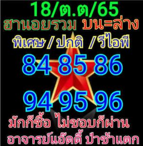 หวยฮานอยวันนี้18/10/65 ชุดที่1