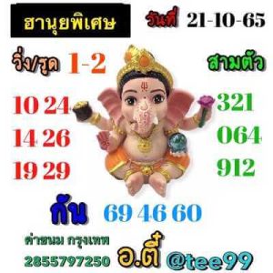 หวยฮานอยวันนี้ 21/10/65 ชุดที่3