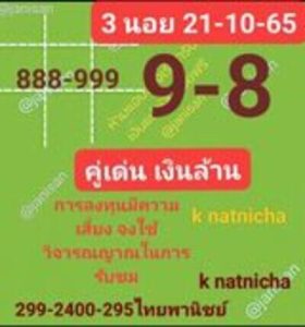 หวยฮานอยวันนี้ 21-10-65 ชุดที่9