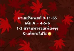 หวยมาเลย์วันนี้ 9/11/65ชุดที่9