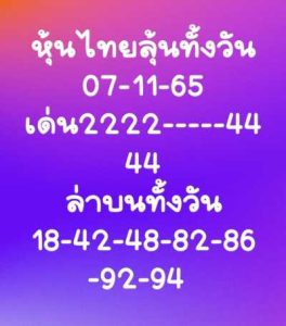 หวยหุ้นวันนี้ 7/11/65 ชุดที่1