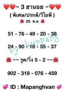 หวยฮานอยวันนี้ 25/11/65ชุดที่1