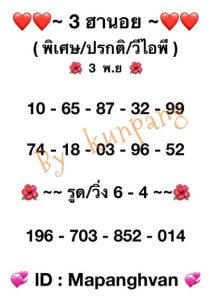 หวยฮานอยวันนี้ 3/11/65 ชุดที่5