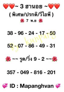 หวยฮานอยวันนี้ 7/11/65 ชุดที่4