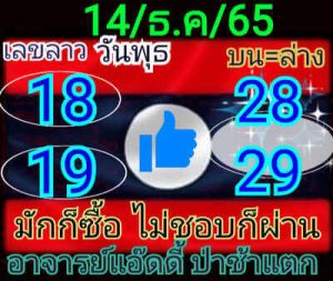 หวยลาววันนี้ 14/12/65 ชุดที8