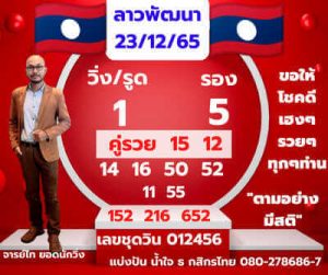 หวยลาววันนี้ 23/12/65 ชุดที่1