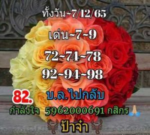 หวยหุ้นวันนี้ 7/12/65 ชุดที่9