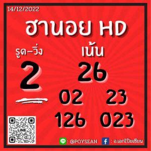 หวยฮานอยวันนี้ 14/12/65 ชุดที่6