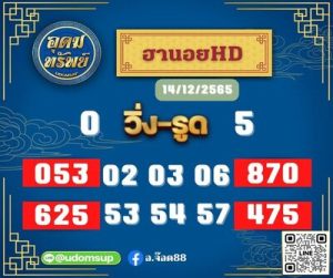 หวยฮานอยวันนี้ 14/12/65 ชุดที่8