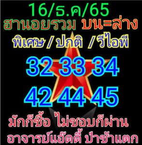 หวยฮานอยวันนี้ 16/12/65 ชุดที่4