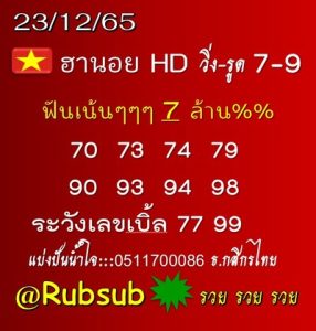 หวยฮานอยวันนี้ 23/12/65ชุดที่10