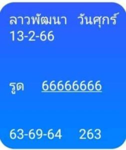 หวยลาววันนี้ 13/2/66 ชุดที่3