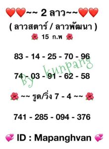 หวยลาววันนี้ 15/2/66 ชุดที่9