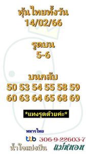 หวยหุ้นวันนี้ 14/2/66 ชุดที่4