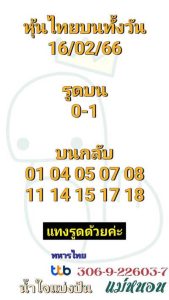 หวยหุ้นวันนี้ 16/2/66 ชุดที่5