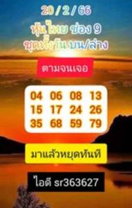 หวยหุ้นวันนี้ 20/2/66 ชุดที่3