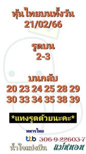 หวยหุ้นวันนี้ 21/2/66 ชุดที่3