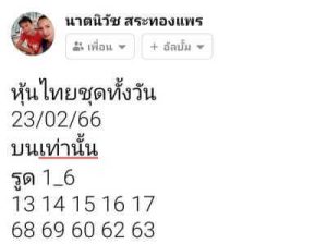 หวยหุ้นวันนี้ 23/2/66 ชุดที่6