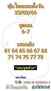 หวยหุ้นวันนี้ 23/2/66 ชุดที่7