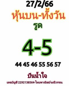 หวยหุ้นวันนี้ 27/2/66 ชุดที่2